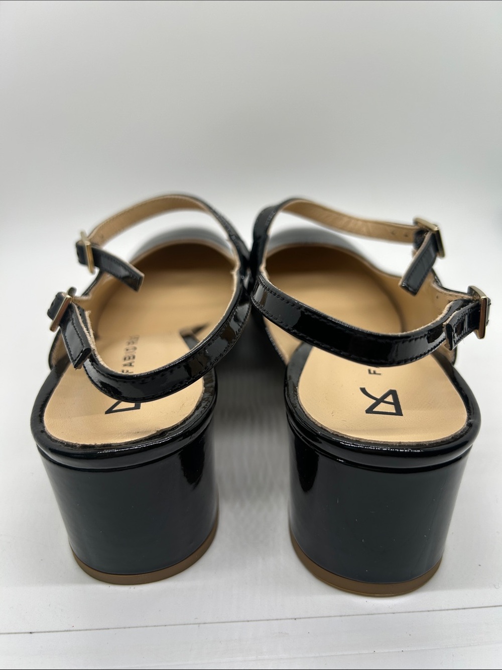 Fabio Rusconi Black Patent Square Toe Slingback Heels Shoes **Size 39/US 9**š„š„ - Picture 6 of 8